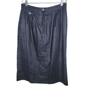 Talbots Black Midi Skirt Pleated Belt Loops Pockets Size 18