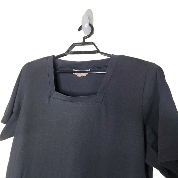Silhouettes Black Short Sleeve Square Neck Shoulder Pads Dress Size 1X