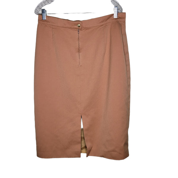 Louis Feraud Vintage Wool Cashmere Peach Knee Length Pencil Skirt Size 14