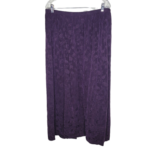 Fenini Vintage Purple 2 Piece Set Long Sleeve Blouse Skirt Leaves Design Size 3X