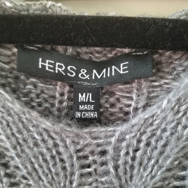 Hers & Mine Gray Hoodie Sweater Knit Dress M/L