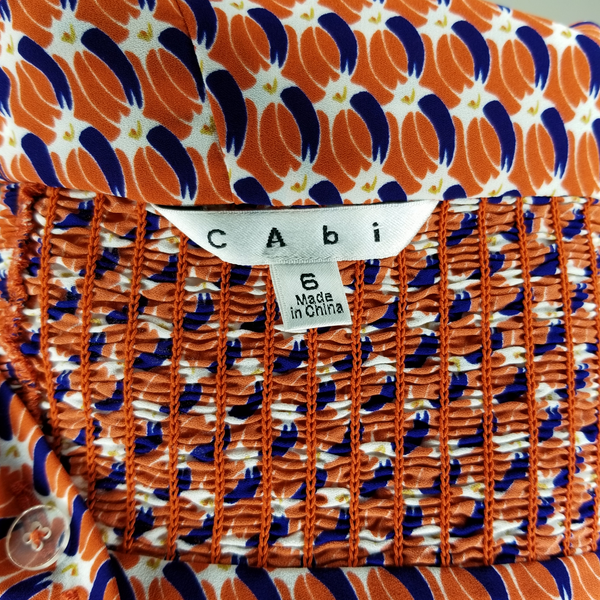 CAbi Orange Blue White Tank Adjustable Straps Button Zipper Back Size 6
