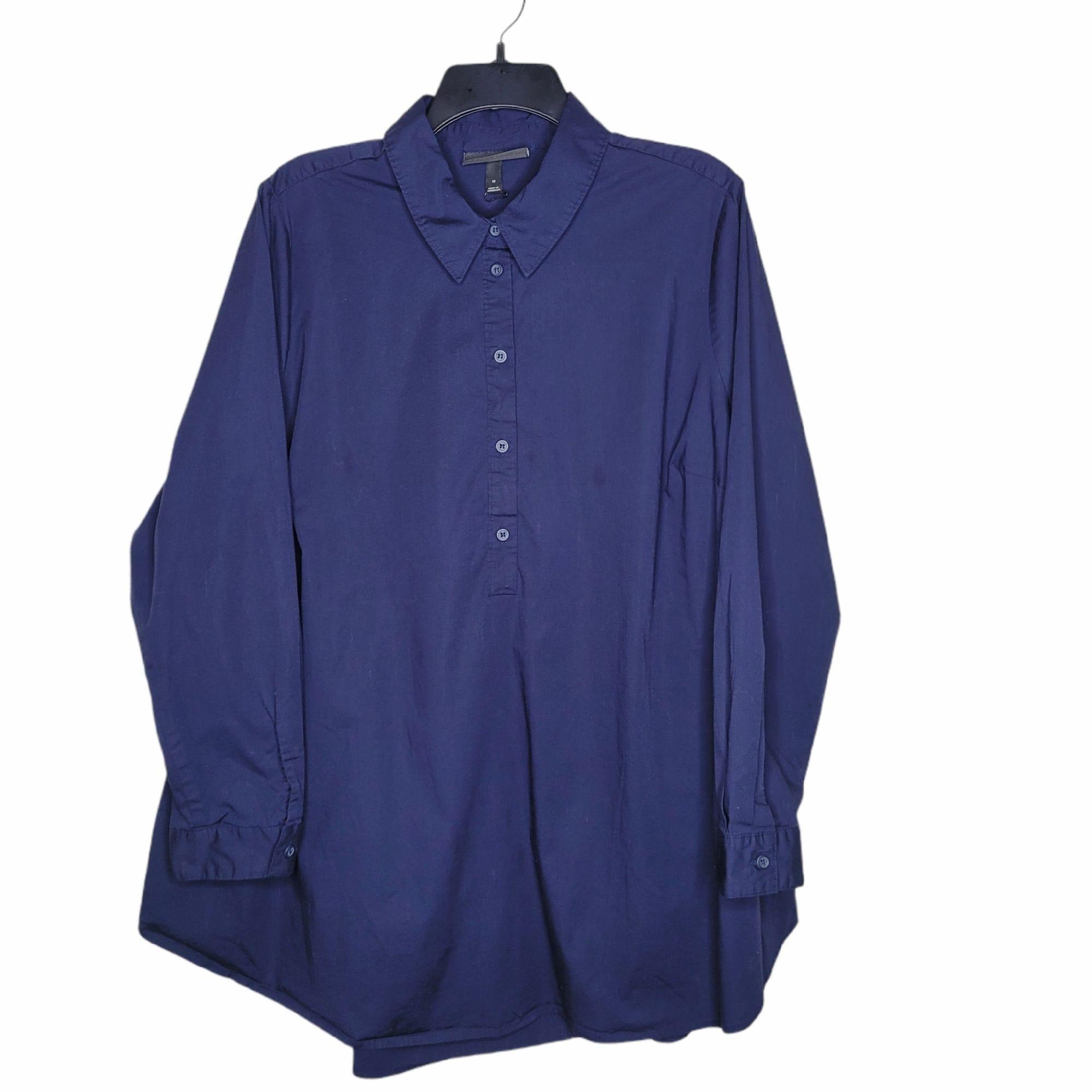 Lane Bryant Purple Collar Button Up Long Sleeve Dress Shirt Size 18