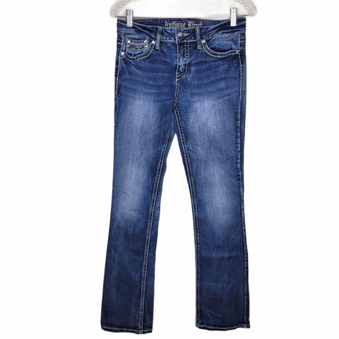 Antique Rivet Blue Jean Sequin Back Pockets Size 28