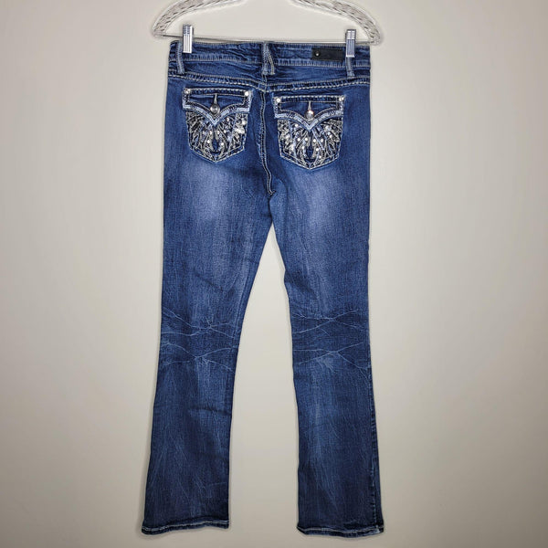 Antique Rivet Blue Jean Sequin Back Pockets Size 28