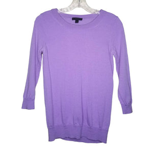 J. Crew Purple Merino Wool Crew Neck 3/4 Sleeve Sweater Size XS