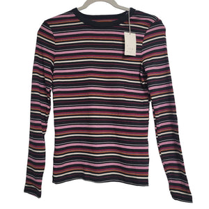 NWT A New Day "Purple Stripe" Multicolored Stripe Long Sleeve Shirt Size XS