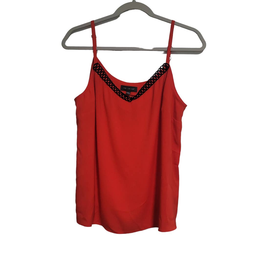 The Limited Red Black Lace Trim Cami Spaghetti Straps V-Neck Medium