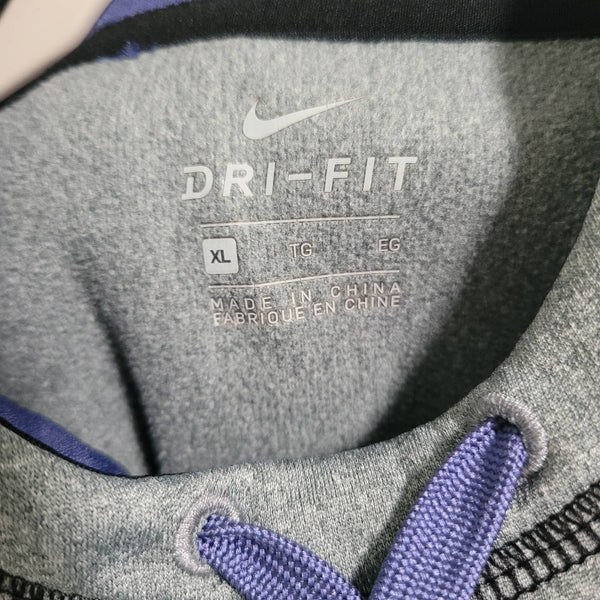 Nike Dri Fit Women's Gray Black Purple Funnel Neck Hoodie Size XL