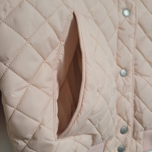 NWT Levi's Pink Peach Blush Diamond Quilted Bomber Jacket Snaps Pockets Small
