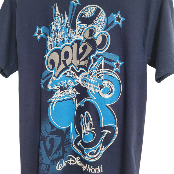 Hanes Beefy-T Walt Disney 2012 Blue Short Sleeve T-Shirt Men's Medium 38-40