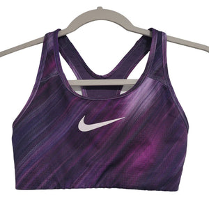 Nike Dri Fit Purple White Swoosh Sports Bra Size XS