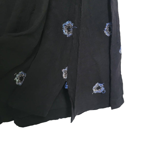 NWT FP Intimately Black Floral Azealia Embellished Slip Dress Tie Shoulders Med