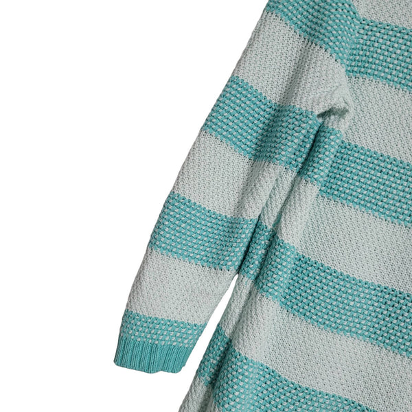 Croft & Barrow Green Striped Sweater 3/4 Sleeves Boat Neck Size XS