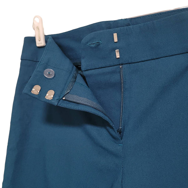 NWT Van Heusen Super Stretch Teal Blue Straight Leg Fit Pant Size 14 Short