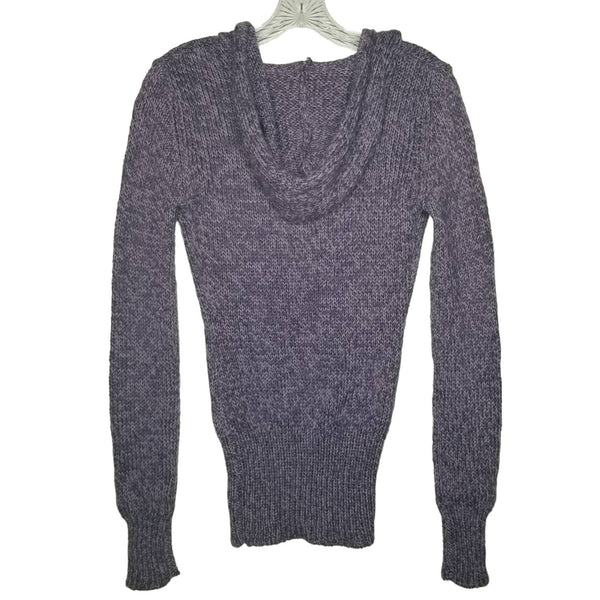 NWT BKE Purple Full Zip Up Acrylic Nylon Wool Sweater Hoodie Studded Size Small