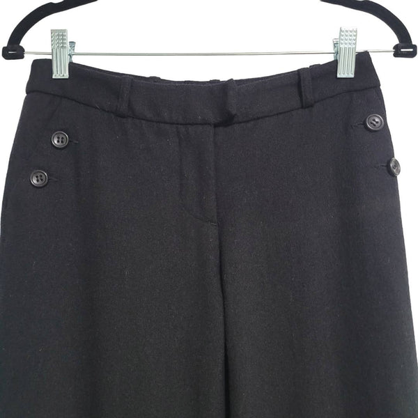 H&M Black Wide Leg Pockets Lined Slacks Dress Pants Size 4