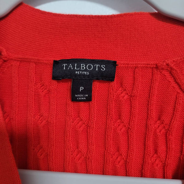 Talbots Petite Orange Long Sleeve Button Up Cardigan Size P