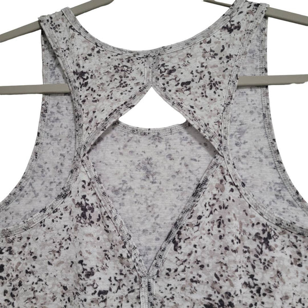 Athleta Breezy Printed Cutout White Black Tan Open Back Tank Size XS