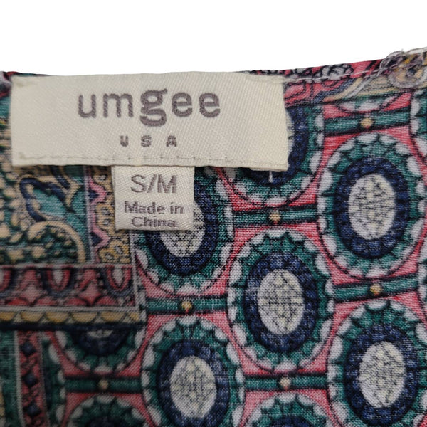 Umgee Multicolored Cream Fringe Short Sleeve Kimono Cardigan Size S/M