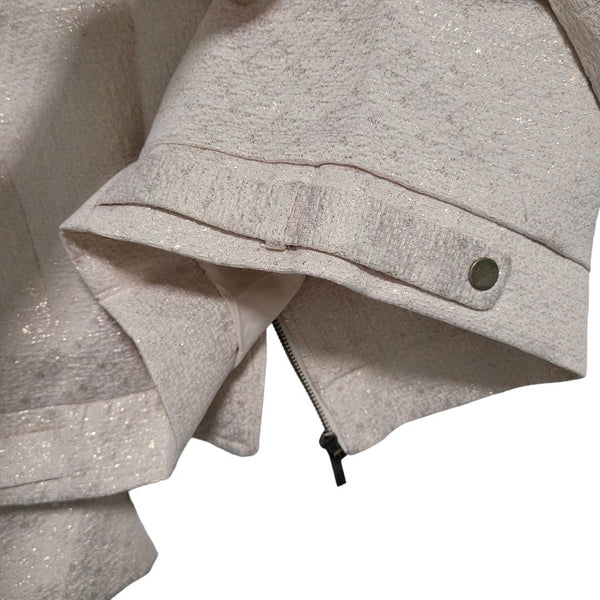 A New Day Cream Ivory Sparkle Bomber Jacket Pockets Zip Up Size Medium