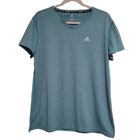 Adidas Women's Green Space Dye V-Neck Short Sleeve T-Shirt Size XL