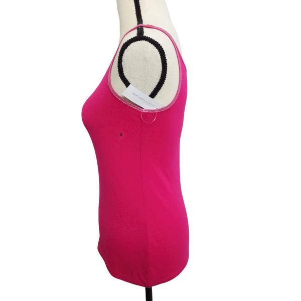 New York & Co. NWT Pink Silver Glitter Trim Tank Top Size Small