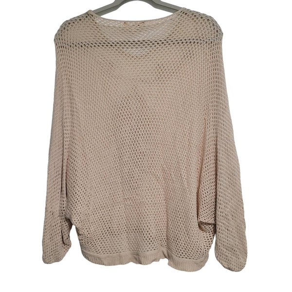 Simply Couture Tan Sheer Knit Batwing Sleeves Size Large