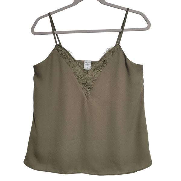 Melrose and Market Hunter Green V-Neck Frayed Edges Lined Tank Top Size XS