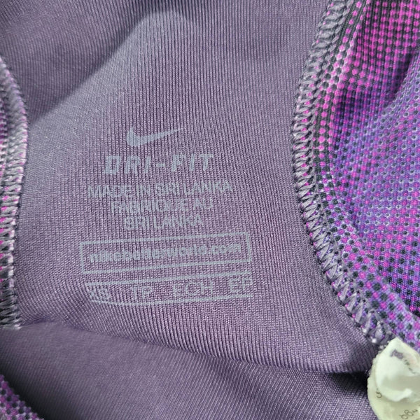 Nike Dri Fit Purple White Swoosh Sports Bra Size XS