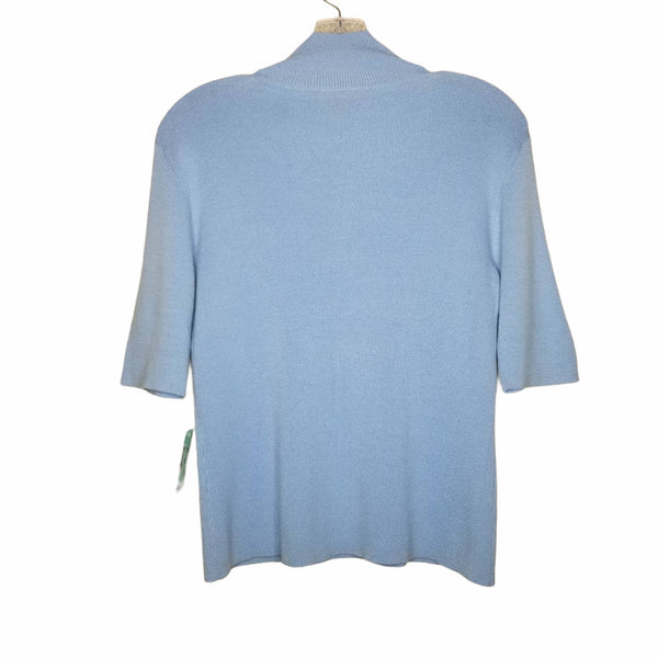 NWT Caslon Powder Blue Elbow Length Sleeves Mock Neck Top Size Small