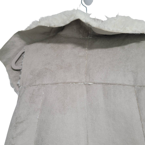 NWT JKT Vegan Sheepskin Vest Anthropologie Tan Pockets Hook and Eye Size XS