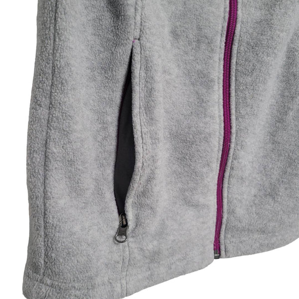 Columbia Gray Purple Full Zip Up Fleece Vest Pockets Size Small