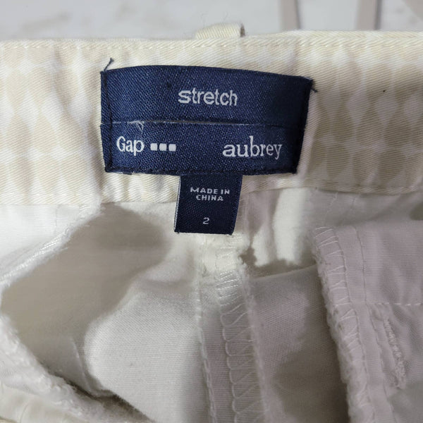 GAP Stretch Aubrey Cream Tan Neutral Print Ankle Length Pockets Size 2